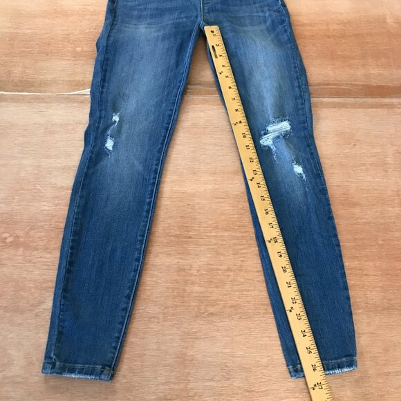 Judy Blue Skinny Fit Jeans Women 3/26 Blue Distressed Mid Rise Dark Wash Preppy - Picture 8 of 13